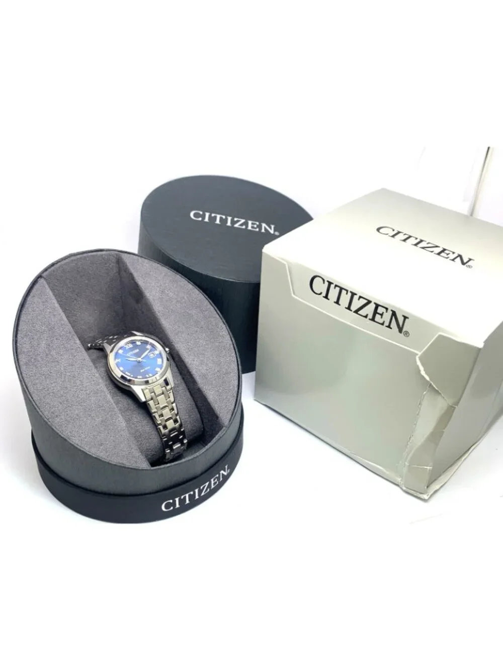 Citizen Women's Watch FE1240-57L Eco Drive Blue Dial Gemmed Silver Steel 29mm